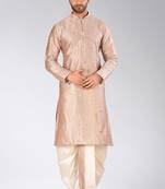 Light brown dupon art silk kurta with pipepin work