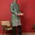 Thread & zari embroidered cotton silk green kurta with trouser pant
