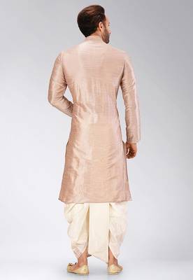 Light brown dupon art silk kurta with pipepin work 4
