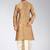 Beige dupon art silk kurta with pipepin work