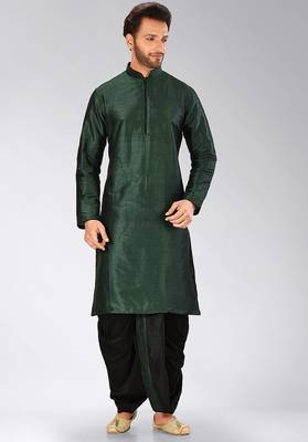 Green dupon art silk kurta with pipepin work 1