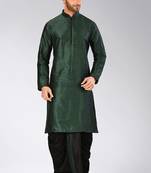 Green dupon art silk kurta with pipepin work