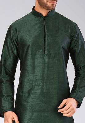 Green dupon art silk kurta with pipepin work 2