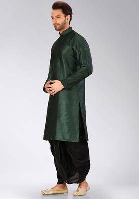 Green dupon art silk kurta with pipepin work 3
