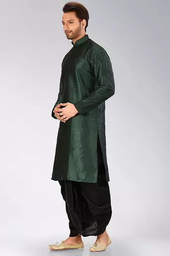 Green dupon art silk kurta with pipepin work