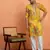 Silk yoke design floral mirror work mustard kurta with trouser pant