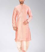 Pink dupon art silk kurta with pipepin work