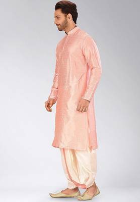 Pink dupon art silk kurta with pipepin work 3