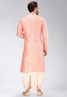 Pink dupon art silk kurta with pipepin work 4