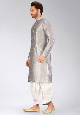Grey dupon art silk kurta with pipepin work 3