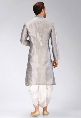 Grey dupon art silk kurta with pipepin work 4