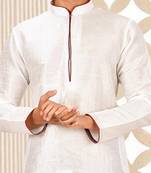 White dupon art silk kurta with pipepin work