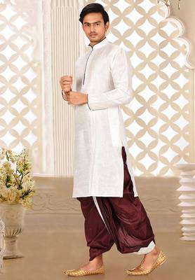 White dupon art silk kurta with pipepin work 2