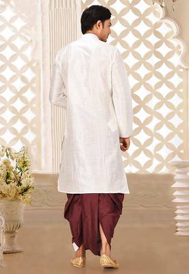White dupon art silk kurta with pipepin work 3