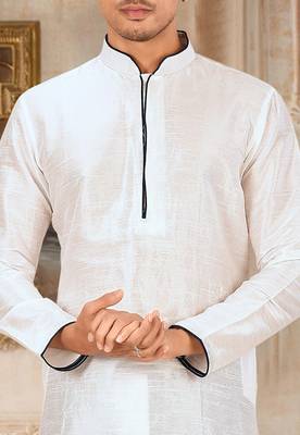 White dupon art silk kurta with pipepin work 1
