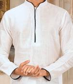 White dupon art silk kurta with pipepin work