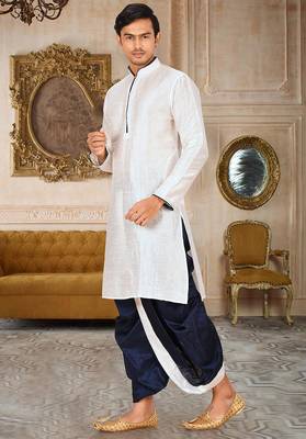 White dupon art silk kurta with pipepin work 2