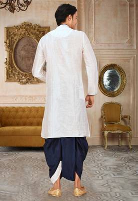 White dupon art silk kurta with pipepin work 3