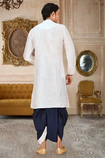 White dupon art silk kurta with pipepin work