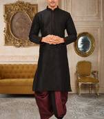 Black dupon art silk kurta with pipepin work