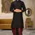 Black dupon art silk kurta with pipepin work