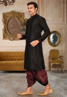 Black dupon art silk kurta with pipepin work 3