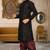 Black dupon art silk kurta with pipepin work