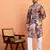 Silk yoke design floral mirror work purple kurta with trouser pant