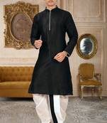 Black dupon art silk kurta with pipepin work