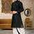 Black dupon art silk kurta with pipepin work
