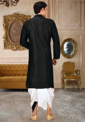 Black dupon art silk kurta with pipepin work 4