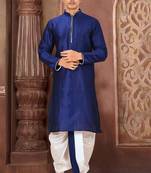 Royal blue dupon art silk kurta with pipepin work