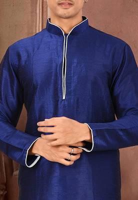 Royal blue dupon art silk kurta with pipepin work 2