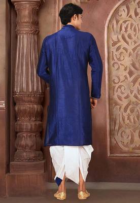 Royal blue dupon art silk kurta with pipepin work 4