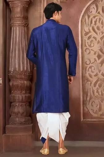 Royal blue dupon art silk kurta with pipepin work