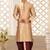 Beige dupon art silk kurta with pipepin work