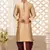 Beige dupon art silk kurta with pipepin work