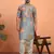 Silk yoke design floral mirror work grey kurta with salwar