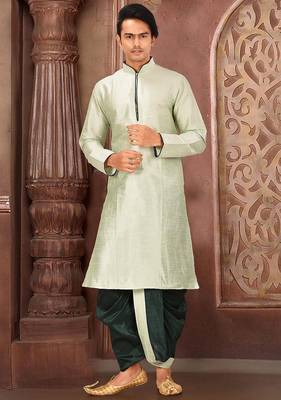 Seagreen dupon art silk kurta with pipepin work 1