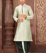 Seagreen dupon art silk kurta with pipepin work