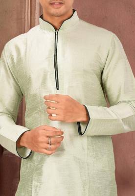 Seagreen dupon art silk kurta with pipepin work 2