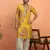Silk yoke design floral mirror work mustard kurta with salwar
