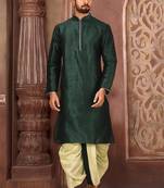 Green dupon art silk kurta with pipepin work