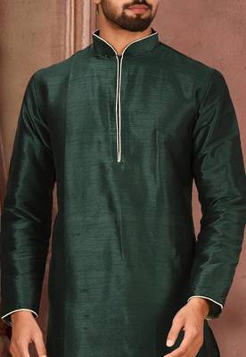 Green dupon art silk kurta with pipepin work 2