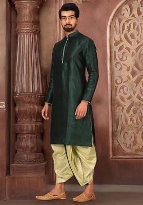 Green dupon art silk kurta with pipepin work 3