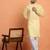 Cotton silk sequinced embroidered yellow kurta with trouser pant
