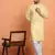 Cotton silk sequinced embroidered yellow kurta with trouser pant