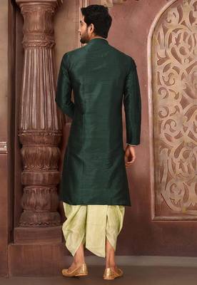 Green dupon art silk kurta with pipepin work 4