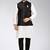 Black dupon art silk kurta, jacket with matching churidar