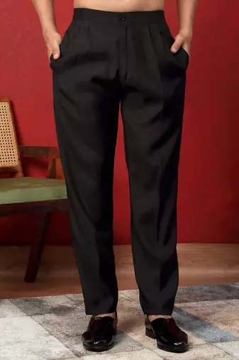 Silk embroidered and sequinced blue kurta with trouser pant